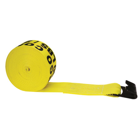 US CARGO CONTROL 4" x 60' Yellow Winch Strap with Flat Hook 460FH